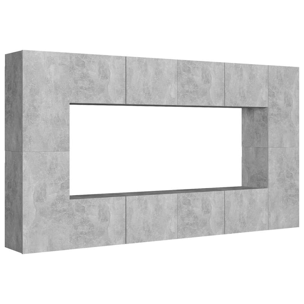 vidaXL 8-Piece TV Cabinet Set Concrete Grey Engineered Wood