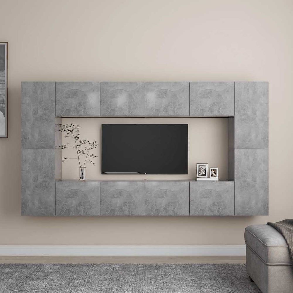 vidaXL 8-Piece TV Cabinet Set Concrete Grey Engineered Wood
