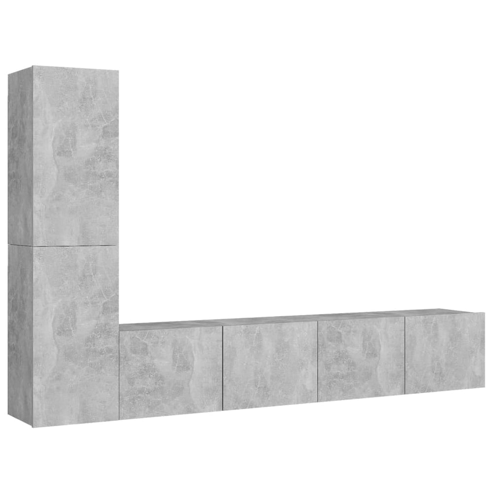 vidaXL 4-Piece TV Cabinet Set Concrete Grey Engineered Wood