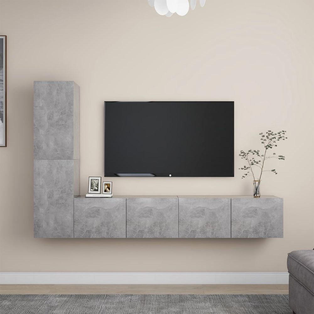 vidaXL 4-Piece TV Cabinet Set Concrete Grey Engineered Wood