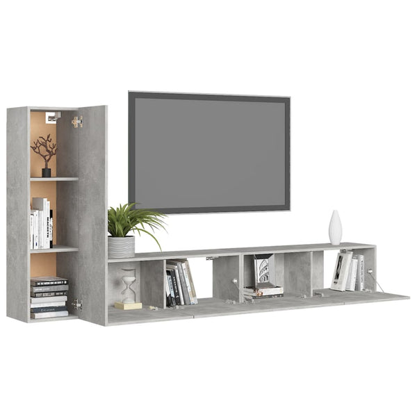 vidaXL 3-Piece TV Cabinet Set Concrete Grey Engineered Wood