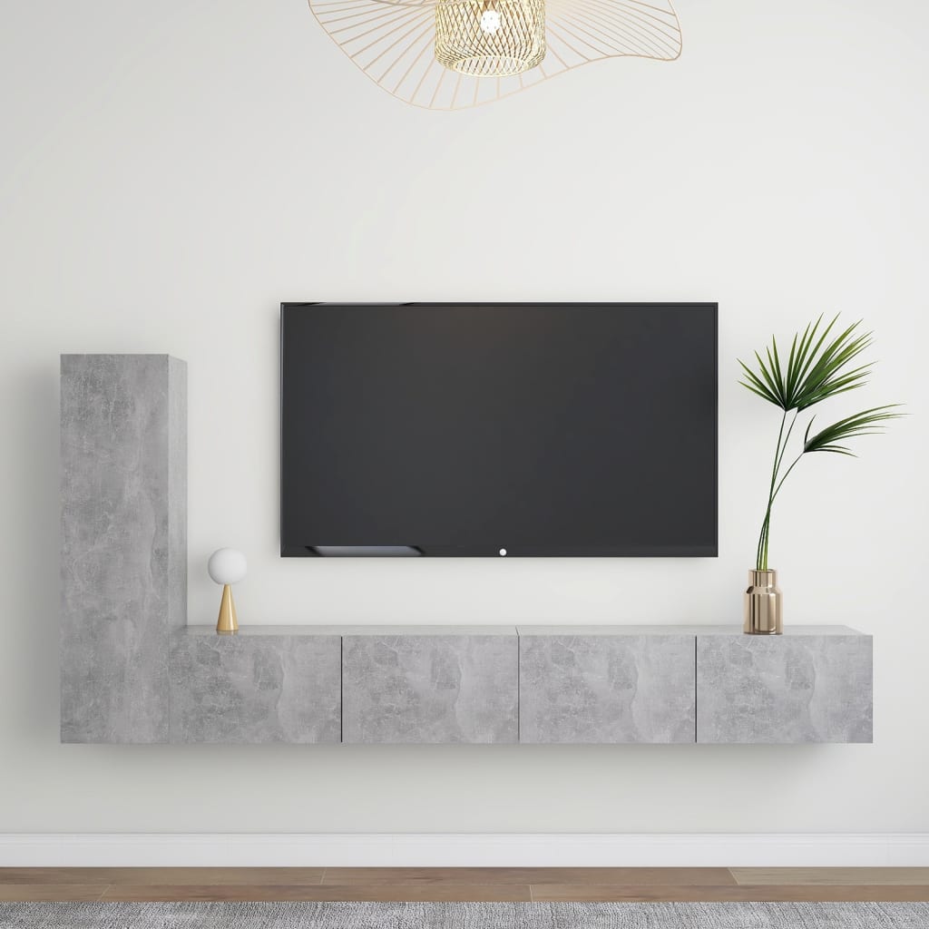 vidaXL 3-Piece TV Cabinet Set Concrete Grey Engineered Wood