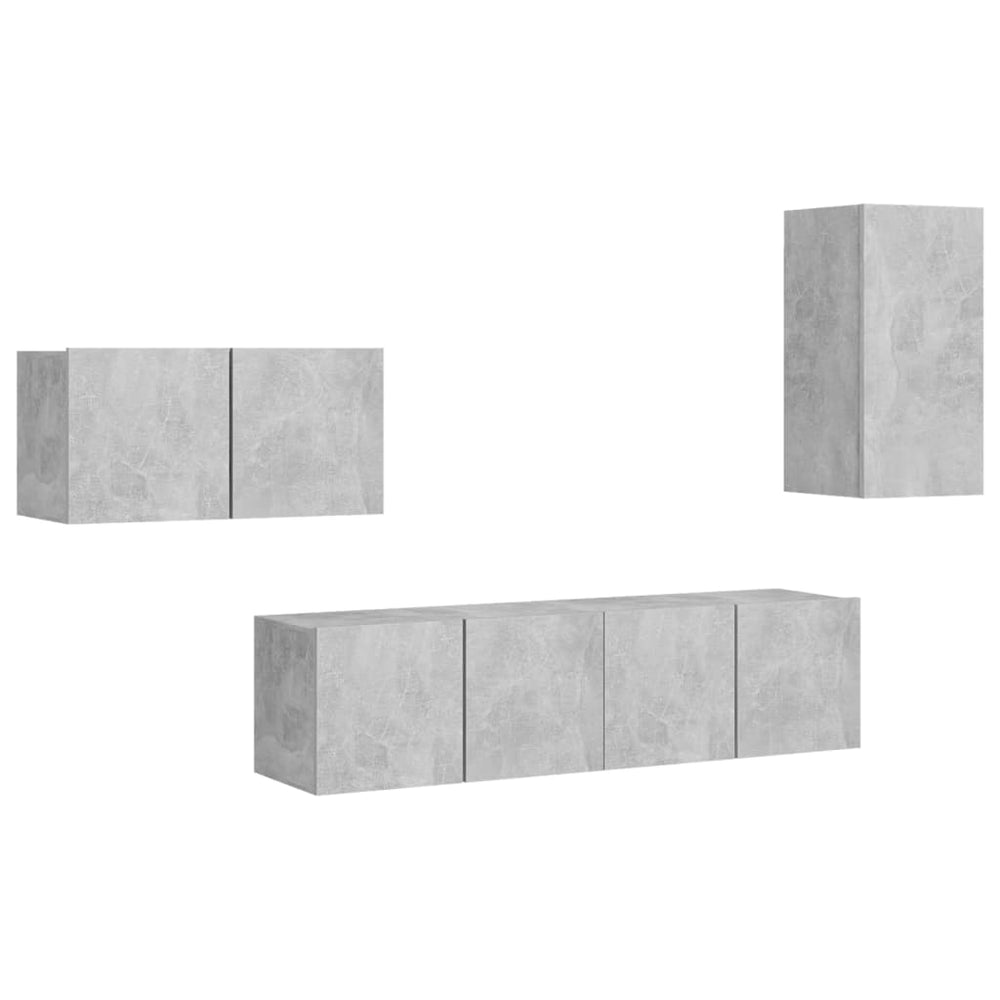 vidaXL 4-Piece TV Cabinet Set Concrete Grey Engineered Wood