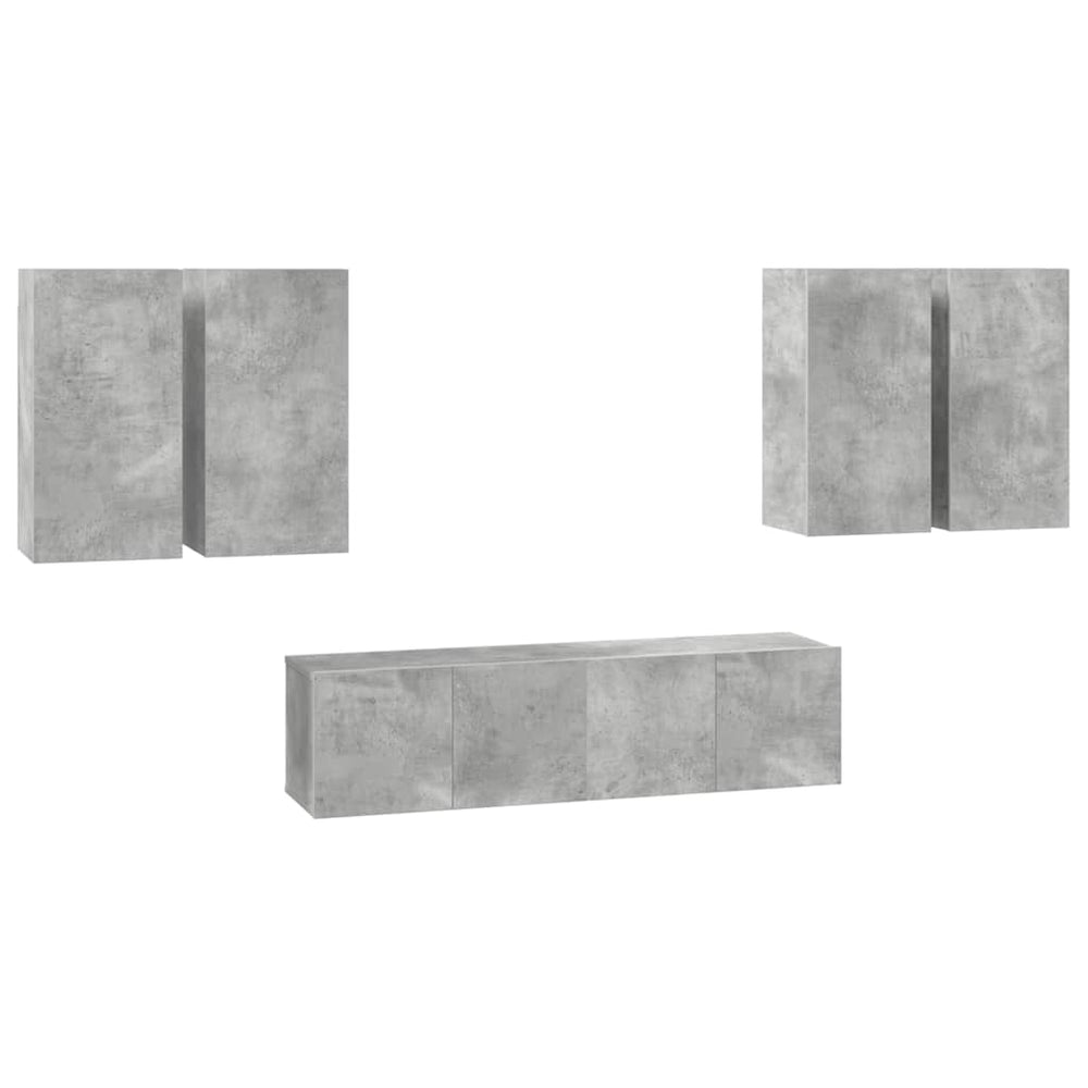 vidaXL 6-Piece TV Cabinet Set Concrete Grey Engineered Wood