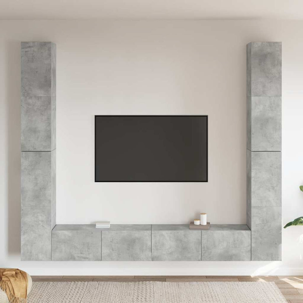 vidaXL 6-Piece TV Cabinet Set Concrete Grey Engineered Wood