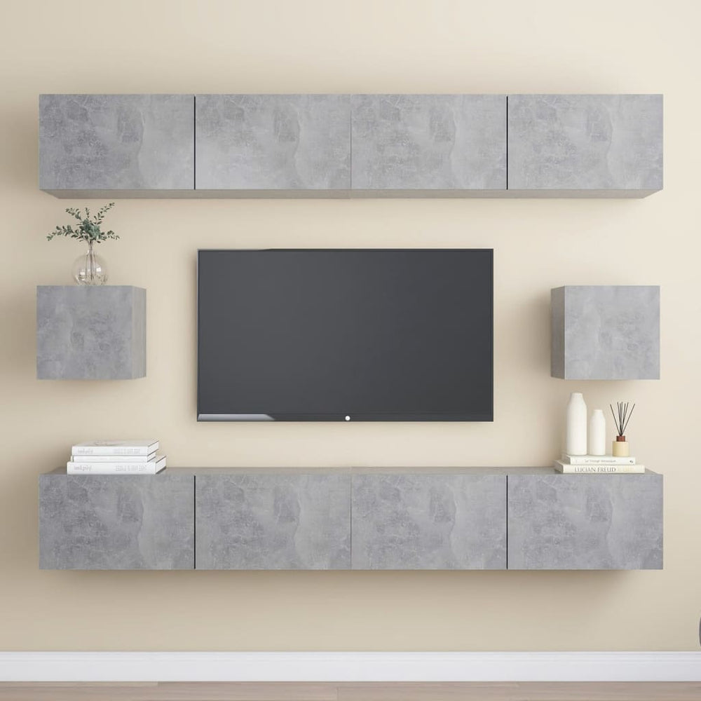 vidaXL 6-Piece TV Cabinet Set Concrete Grey Engineered Wood
