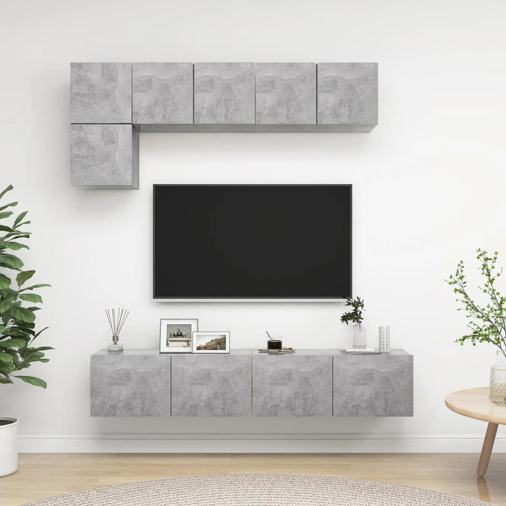 vidaXL 5-piece TV Cabinet Set Concrete Grey Engineered Wood