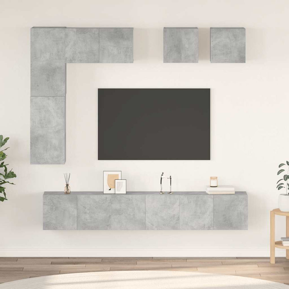 vidaXL 8-Piece TV Cabinet Set Concrete Grey Engineered Wood