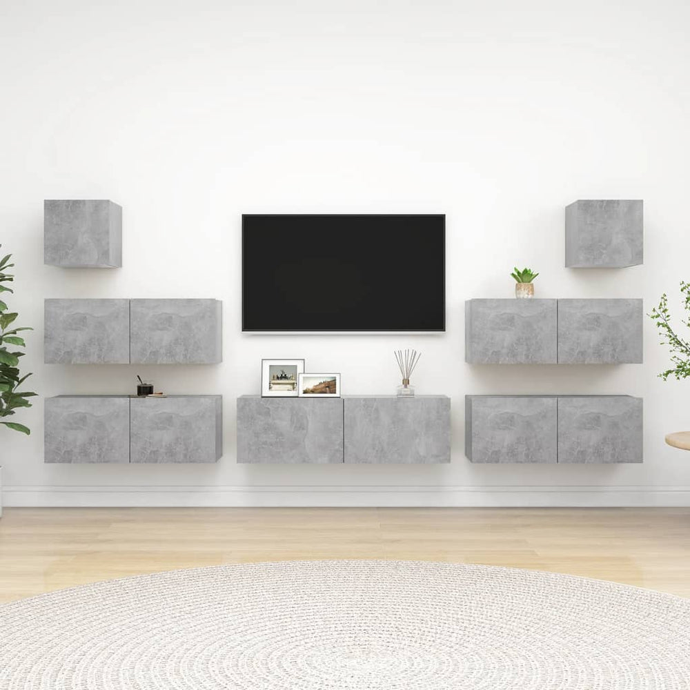 vidaXL 7-Piece TV Cabinet Set Concrete Grey Engineered Wood