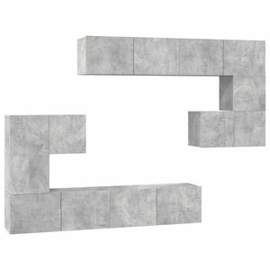 vidaXL 8-Piece TV Cabinet Set Concrete Grey Engineered Wood