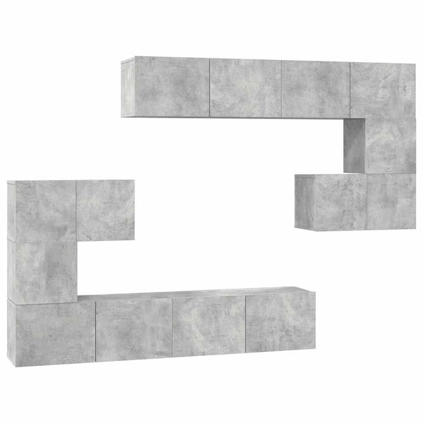 vidaXL 8-Piece TV Cabinet Set Concrete Grey Engineered Wood