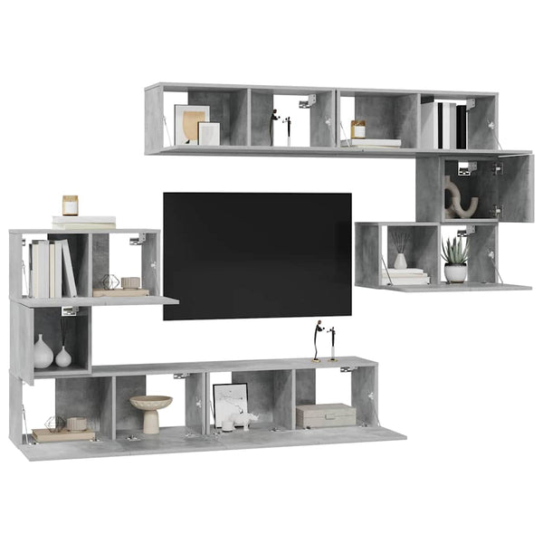 vidaXL 8-Piece TV Cabinet Set Concrete Grey Engineered Wood