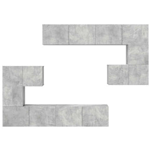 vidaXL 8-Piece TV Cabinet Set Concrete Grey Engineered Wood