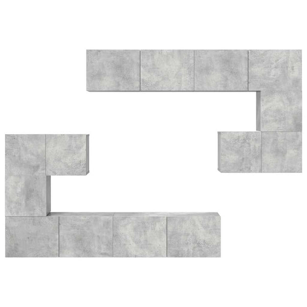 vidaXL 8-Piece TV Cabinet Set Concrete Grey Engineered Wood