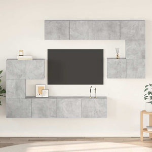 vidaXL 8-Piece TV Cabinet Set Concrete Grey Engineered Wood