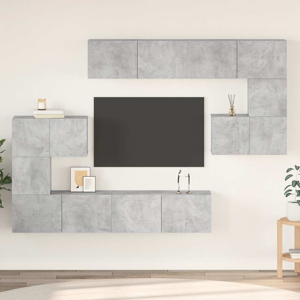 vidaXL 8-Piece TV Cabinet Set Concrete Grey Engineered Wood