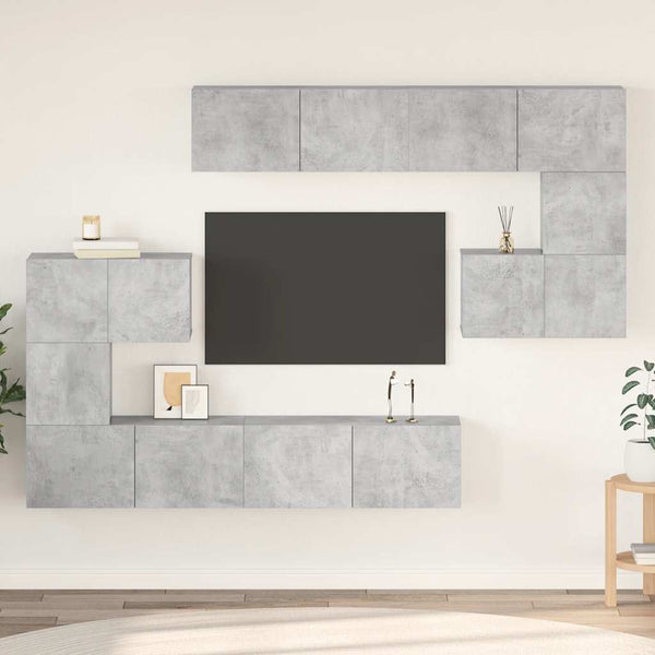 vidaXL 8-Piece TV Cabinet Set Concrete Grey Engineered Wood
