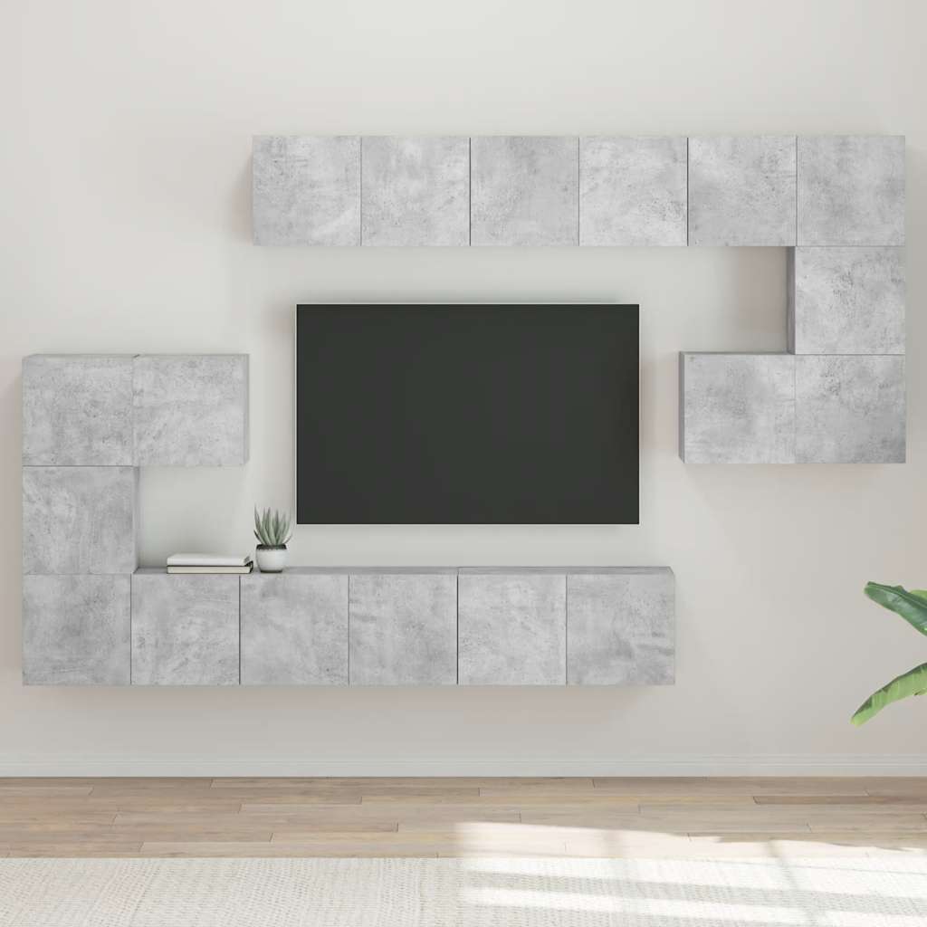 vidaXL 10-piece TV Cabinet Set Concrete Grey Engineered Wood