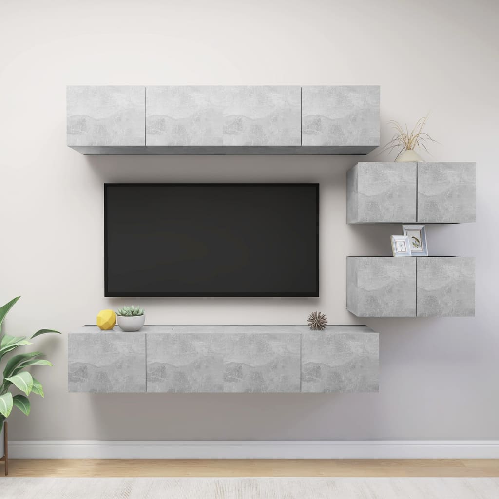 vidaXL 6-Piece TV Cabinet Set Concrete Grey Engineered Wood