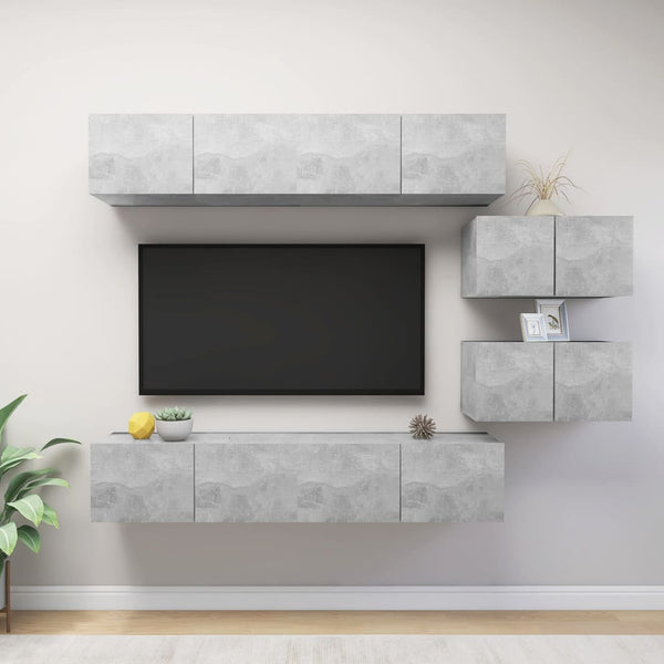 vidaXL 6-Piece TV Cabinet Set Concrete Grey Engineered Wood