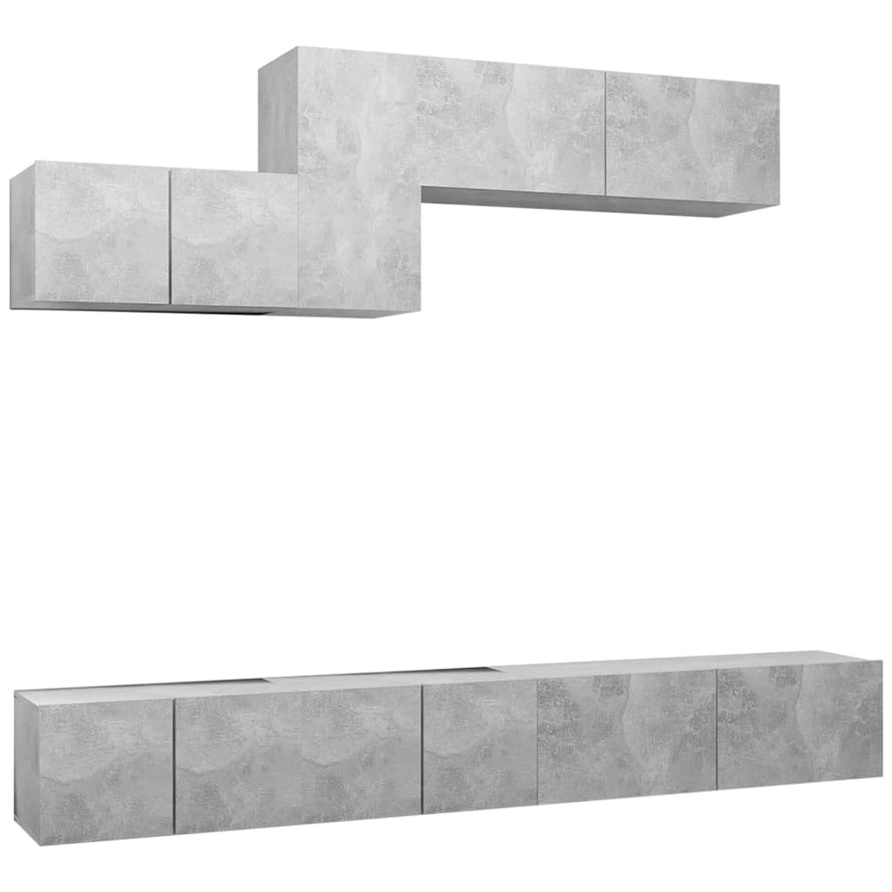 vidaXL 6-Piece TV Cabinet Set Concrete Grey Engineered Wood