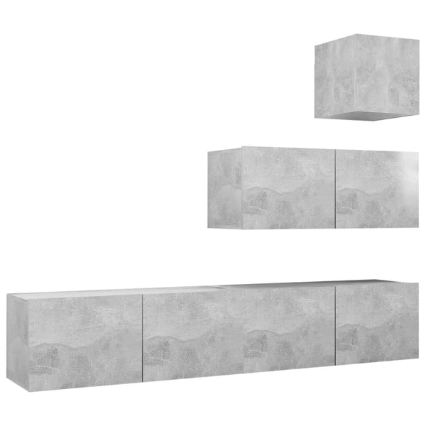 vidaXL 4-Piece TV Cabinet Set Concrete Grey Engineered Wood