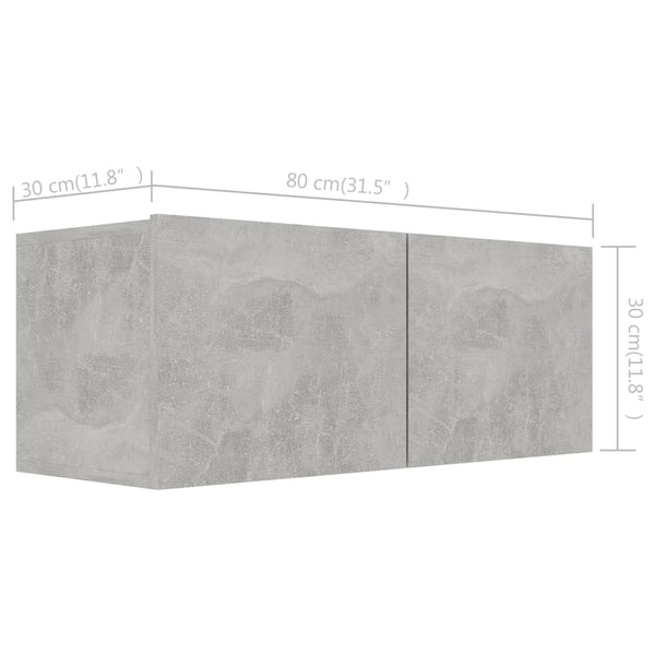 vidaXL 4-Piece TV Cabinet Set Concrete Grey Engineered Wood
