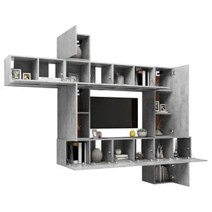 vidaXL 10-piece TV Cabinet Set Concrete Grey Engineered Wood