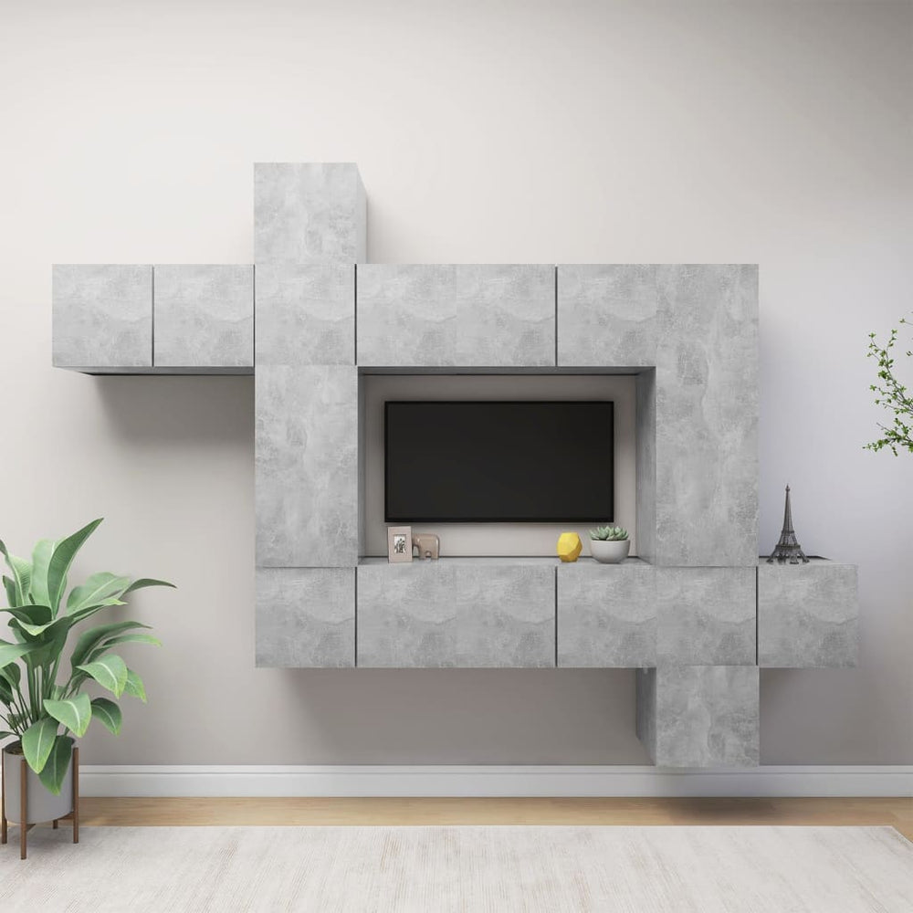 vidaXL 10-piece TV Cabinet Set Concrete Grey Engineered Wood