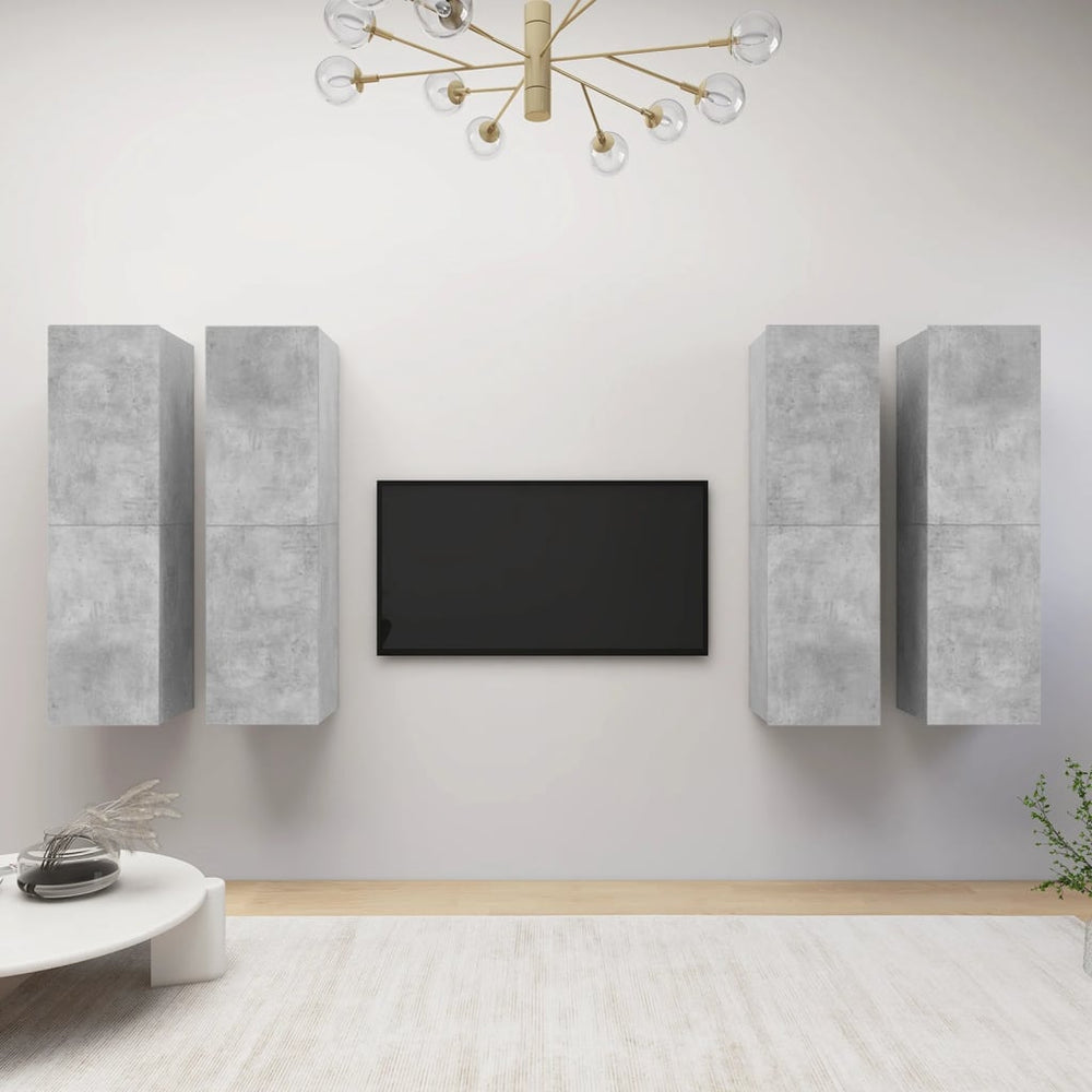 vidaXL TV Cabinets 4 pcs Concrete Gray 30.5x30x110 cm Engineered Wood