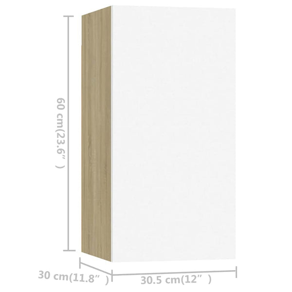 vidaXL 3-Piece TV Cabinet Set White Sonoma Oak Engineered Wood