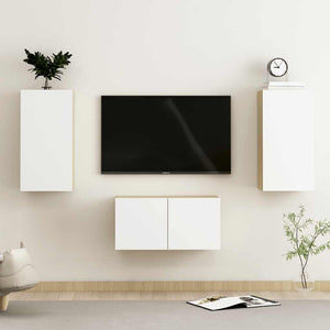 vidaXL 3-Piece TV Cabinet Set White Sonoma Oak Engineered Wood