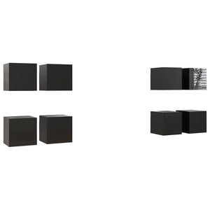 vidaXL TV Wall Cabinets 8 pcs. High Gloss Black 30.5x30x30 cm