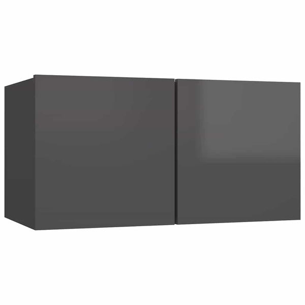 vidaXL 4-Piece TV Cabinet Set High Gloss Grey Engineered Wood