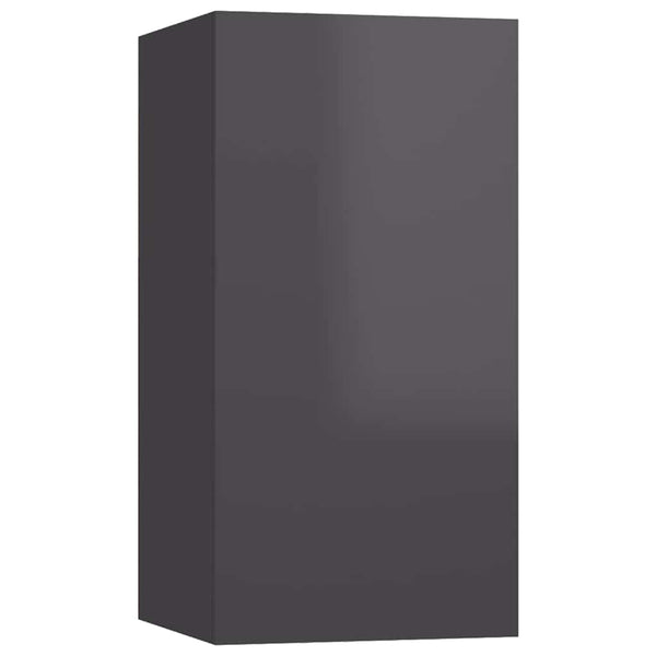vidaXL 4-Piece TV Cabinet Set High Gloss Grey Engineered Wood