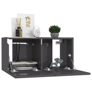 vidaXL 10-Piece TV Cabinet Set High Gloss Grey Engineered Wood