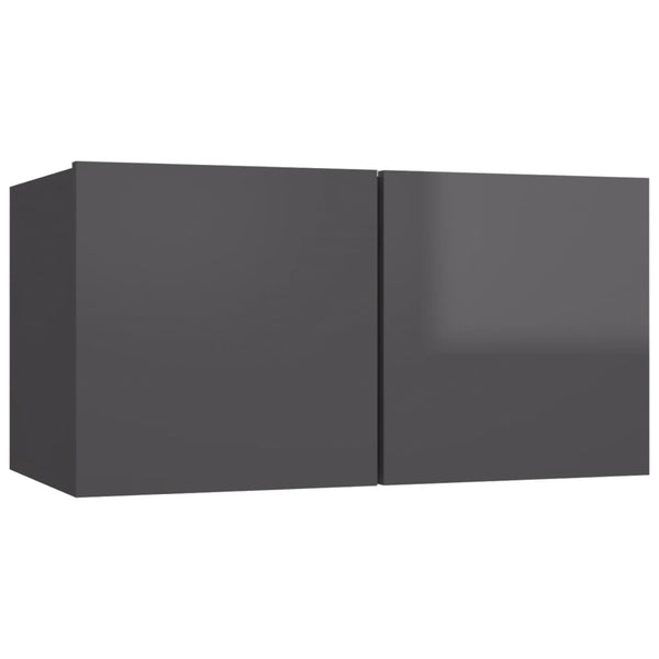 vidaXL 10-Piece TV Cabinet Set High Gloss Grey Engineered Wood