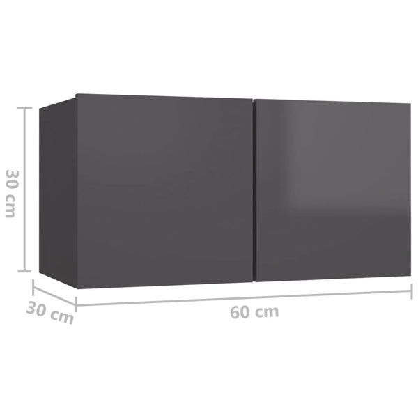 vidaXL 10-Piece TV Cabinet Set High Gloss Grey Engineered Wood