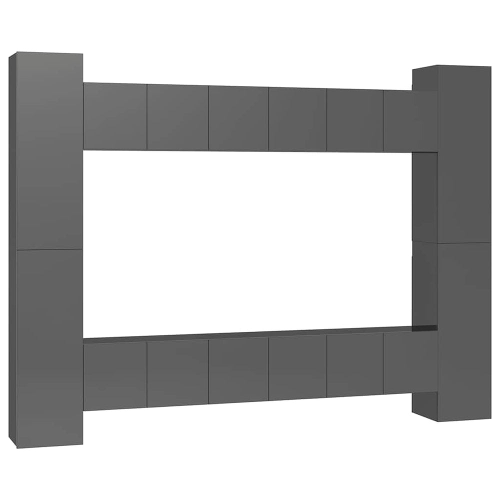 vidaXL 10-Piece TV Cabinet Set High Gloss Grey Engineered Wood