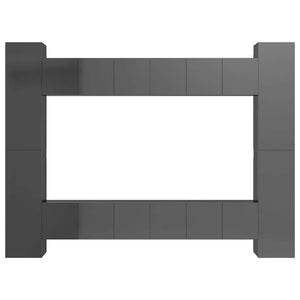 vidaXL 10-Piece TV Cabinet Set High Gloss Grey Engineered Wood