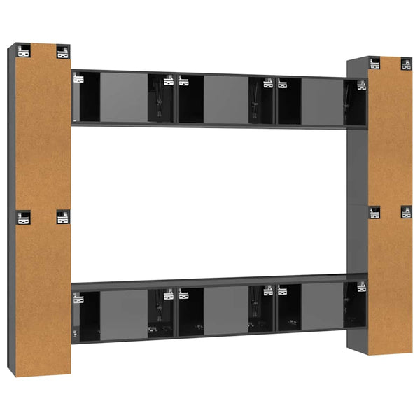 vidaXL 10-Piece TV Cabinet Set High Gloss Grey Engineered Wood