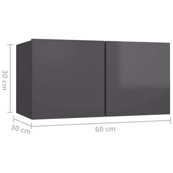 vidaXL 6-Piece TV Cabinet Set High Gloss Grey Engineered Wood