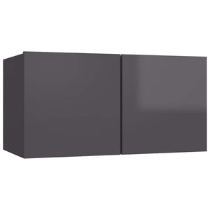 vidaXL 6-Piece TV Cabinet Set High Gloss Grey Engineered Wood