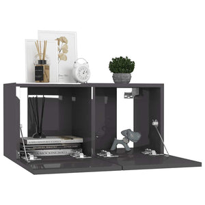 vidaXL 7-Piece TV Cabinet Set High Gloss Grey Engineered Wood