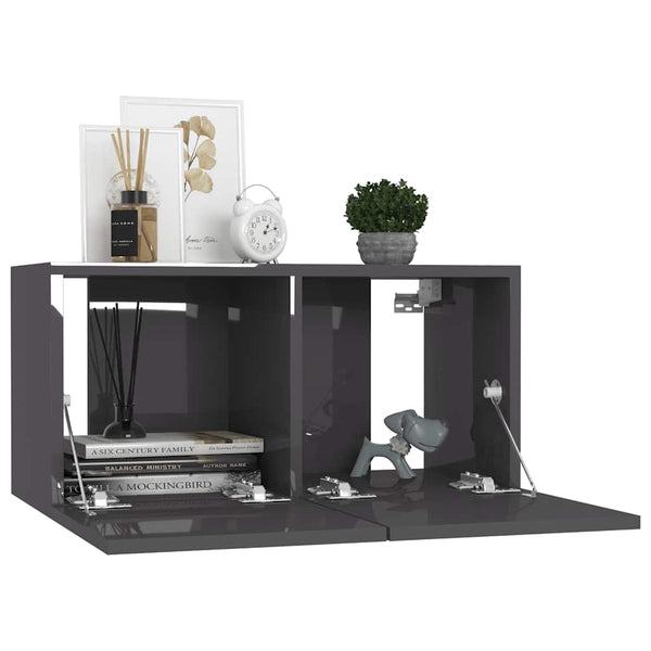 vidaXL 7-Piece TV Cabinet Set High Gloss Grey Engineered Wood