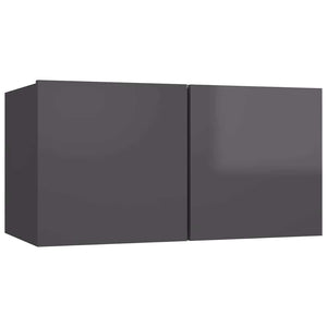 vidaXL 7-Piece TV Cabinet Set High Gloss Grey Engineered Wood