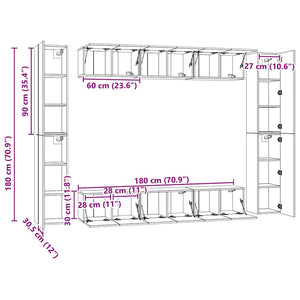 vidaXL 10-Piece TV Cabinet Set High Gloss Grey Engineered Wood