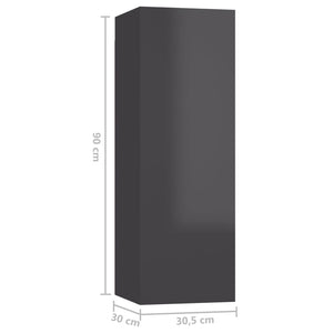 vidaXL 3-Piece TV Cabinet Set High Gloss Grey Engineered Wood