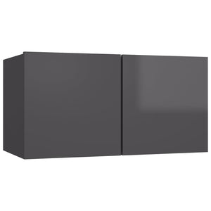 vidaXL 8-Piece TV Cabinet Set High Gloss Grey Engineered Wood