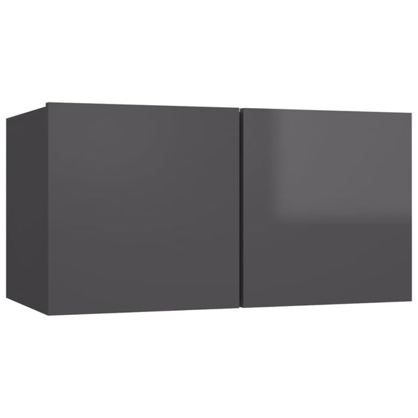 vidaXL 8-Piece TV Cabinet Set High Gloss Grey Engineered Wood